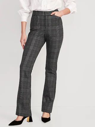 High-Waisted Plaid Never-Fade Pixie Flare Pants for Women | Old Navy (US)