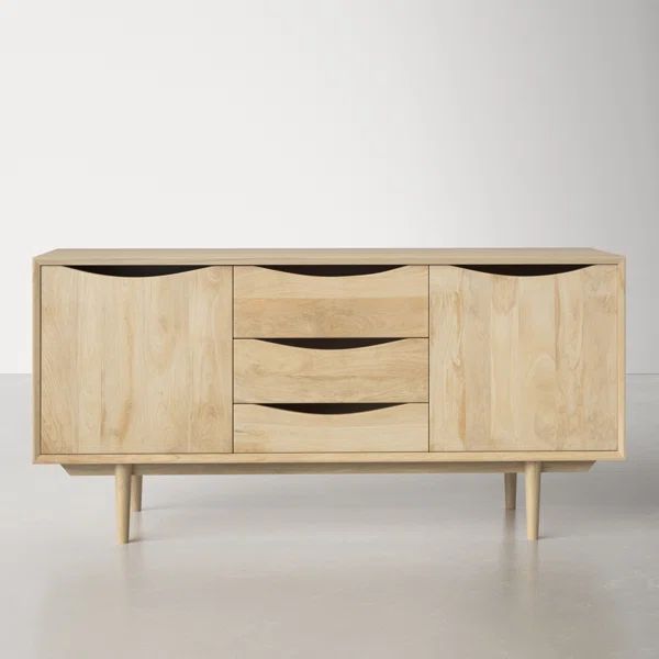 Milo 57.1'' Wide 3 Drawer Mango Solid Wood Credenza | Wayfair North America