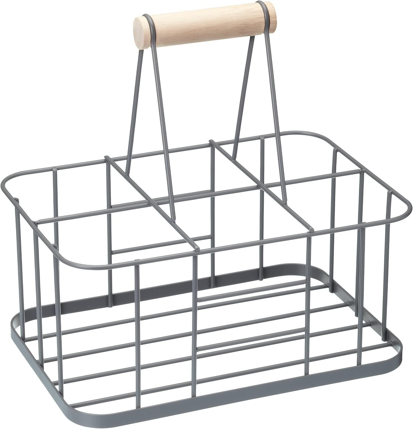 KitchenCraft Living Nostalgia Milk Bottle Holder Doorstep, Milk Crate, Wire Metal with Wooden Handle, 29 x 2 x 13cm, Grey | Amazon (US)