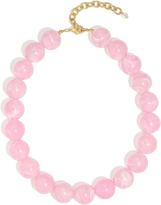 WOWORAMA Colorful Chunky Necklaces for Women 20MM Large Oversized Resin Beaded Necklace Bold Stat... | Amazon (US)