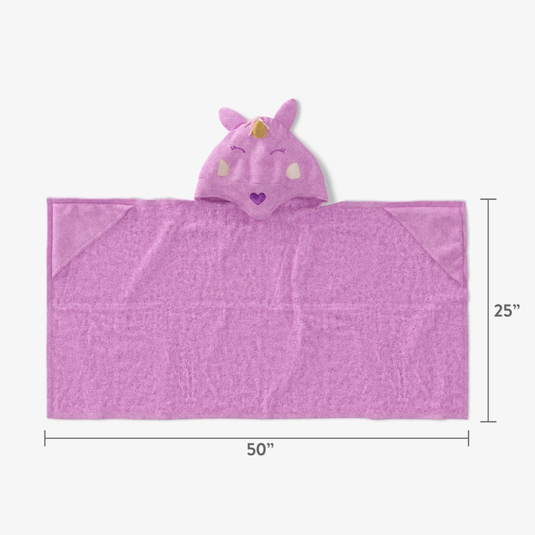 Mainstays Kids Hooded Cotton Terry Bath Towel, 25" x 50", Unicorn | Walmart (US)