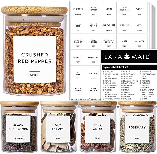 208 Minimalist Spice Label Set, Black Text on White Matte Vinyl Waterproof Label Sticker - Fits o... | Amazon (US)
