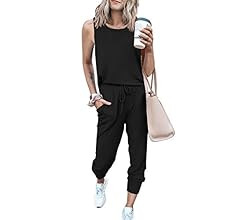 PRETTYGARDEN Women’s Two Piece Outfit Sleeveless Crewneck Tops With Sweatpants Active Tracksuit Loun | Amazon (US)