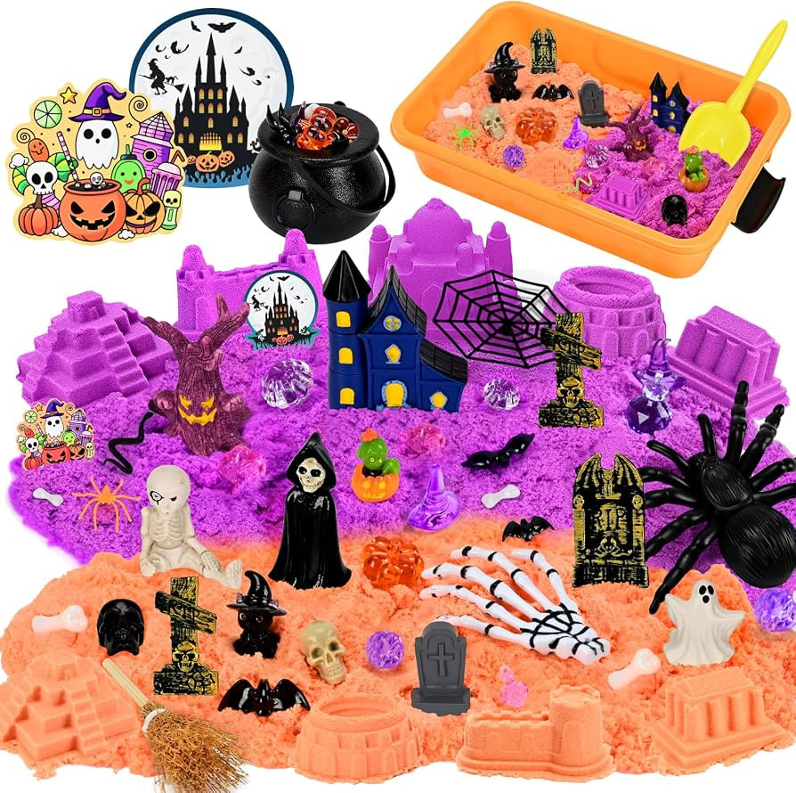 Halloween Sensory Bin Sandbox Set for Kids, Play Sand Art Kit Sensory Toy | Amazon (US)