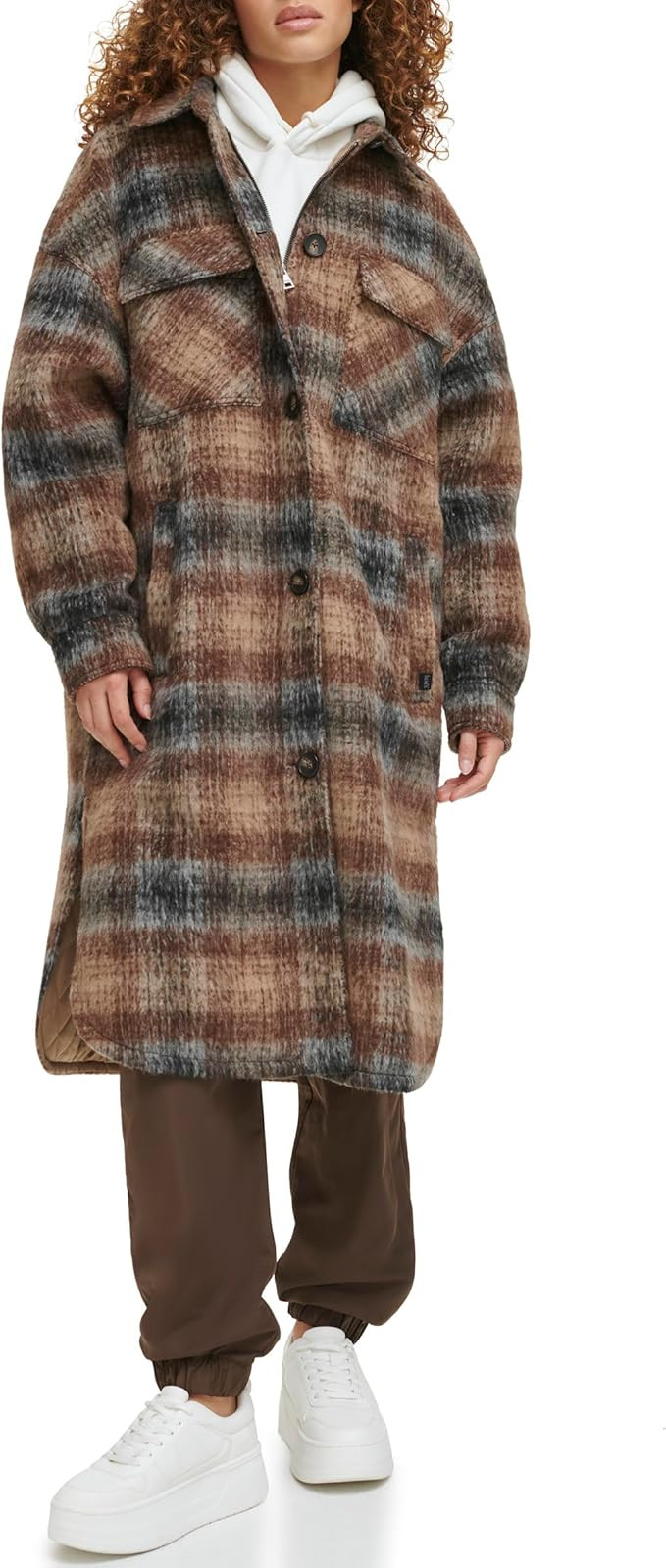 Levi's Women's Long Plaid Flannel Shirt Jacket | Amazon (US)
