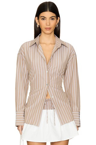 NIA Jules Shirt in Taupe from Revolve.com | Revolve Clothing (Global)