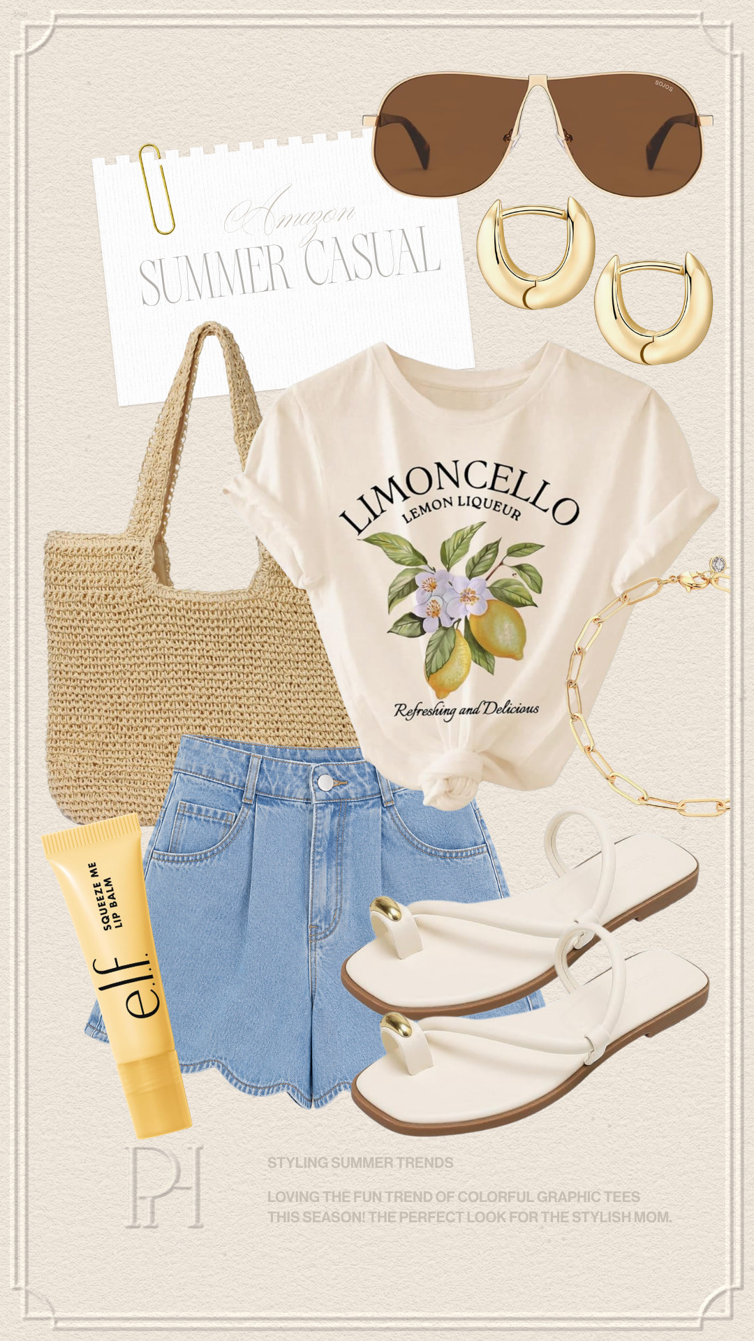 Amazon style finds I'm loving for the season!

summer fashion, summer style, summer looks, summer outfit, scalloped hemmed shorts, denim shorts, casual outfit, casual looks, casual style, mom looks, mom outfit, mom style, graphic tee, t-shirt, sunglasses, gold earrings, gold bracelet, white sandals, while shoes, lip gloss, lip balm, tote bag, handbag 

 #LTKgrwm #LTKootd #LTKmomlife