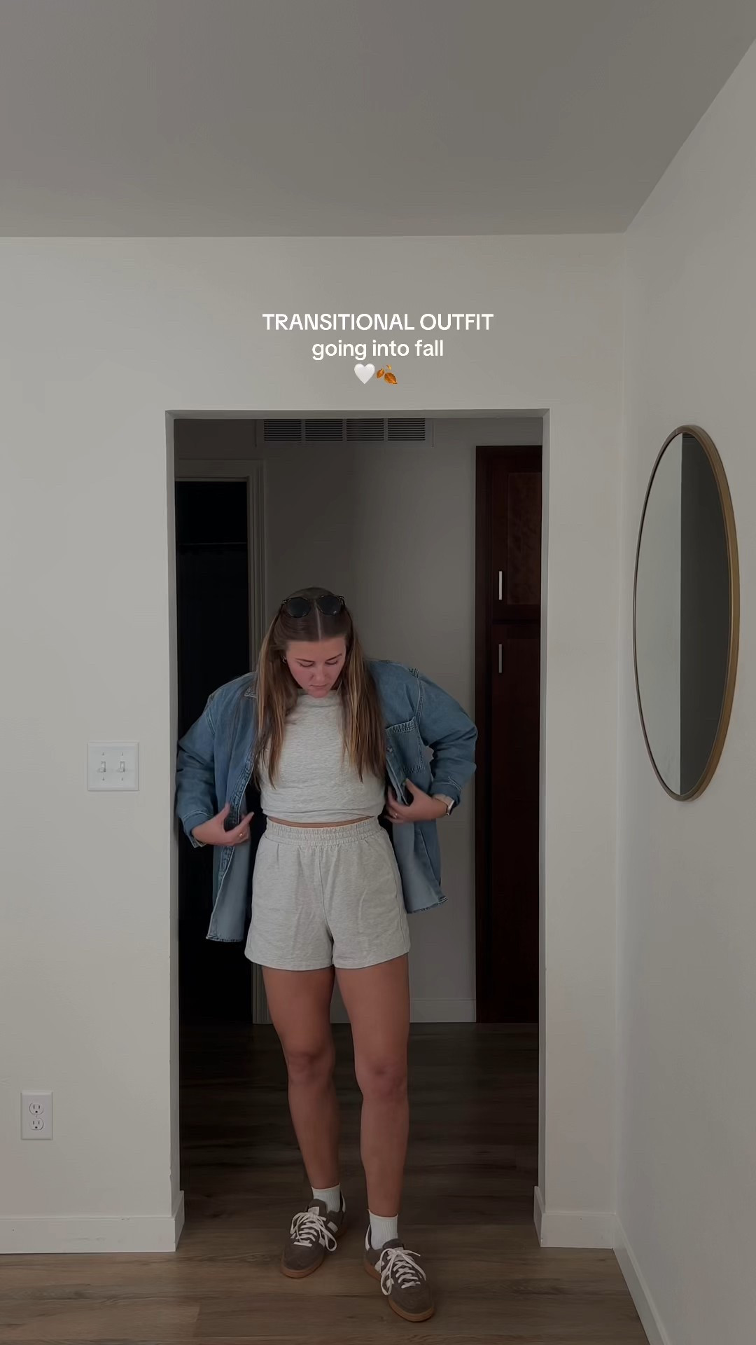 Wearing a small in the denim shirt, medium in the Abercrombie tee! These shorts are sold out but I linked a couple similar ones! 