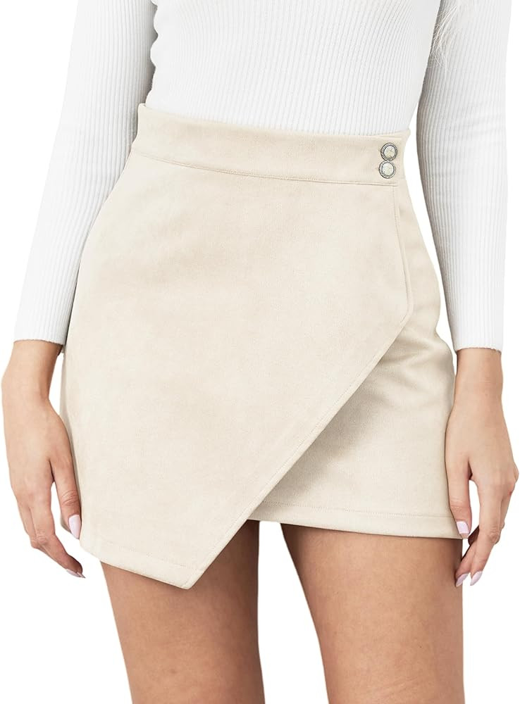 FLUFFY SENSE. Mini Skirt for Women Elastic High Waist Bodycon Wrap Skirt Silky Smooth Stretchy Su... | Amazon (US)