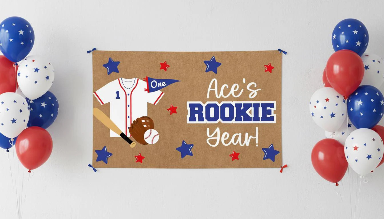 Custom Birthday Banner, custom event banner, personalized banner, baseball birthday theme, 1st birthday sign, boys birthday, rookie year | Etsy (Global)