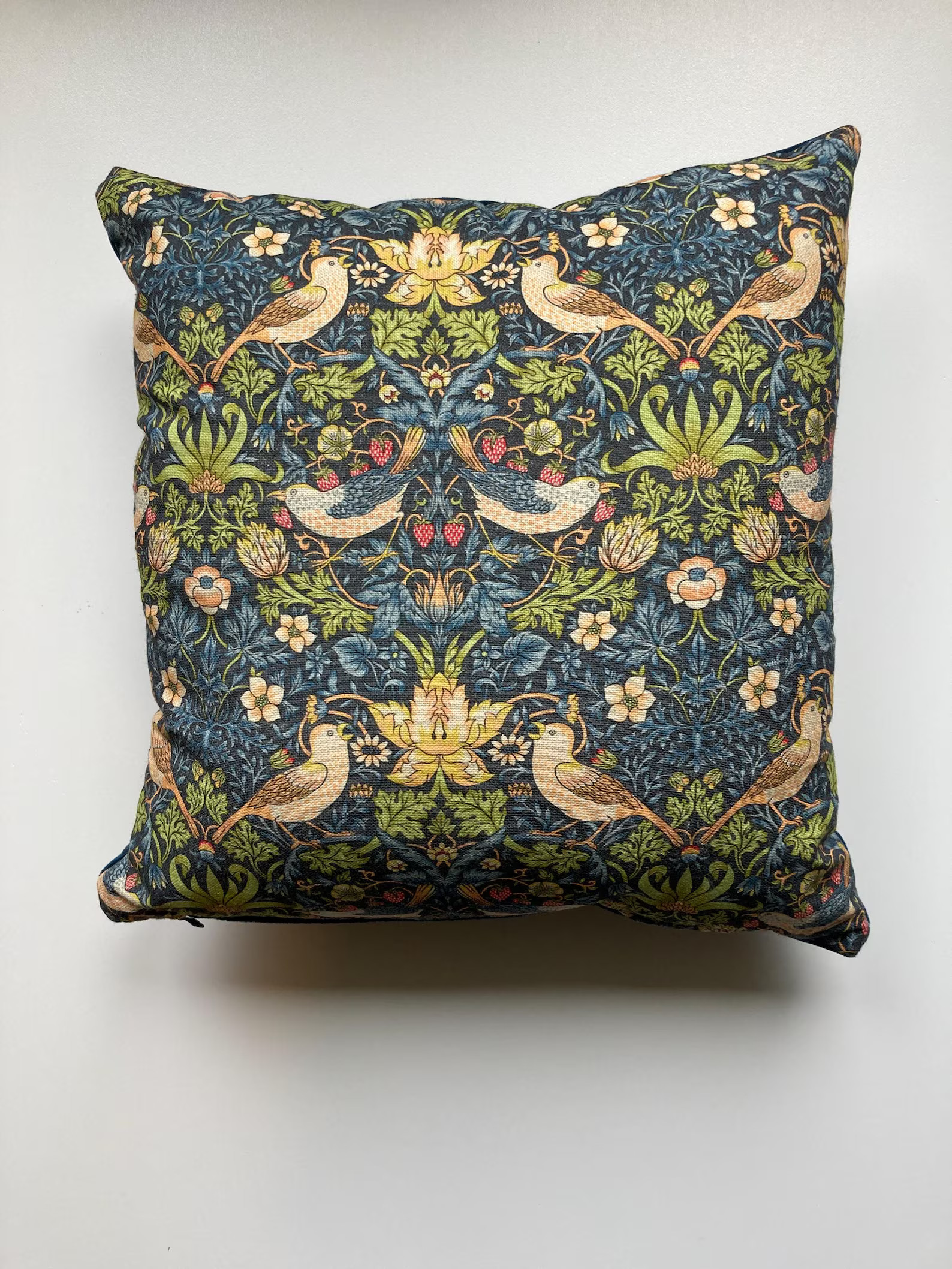 William Morris Blue Strawberry Thief Cushion Cover Velvet Back - Etsy | Etsy (US)