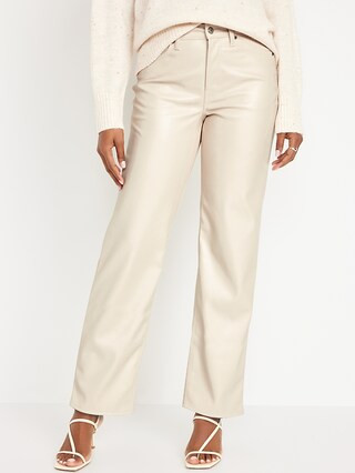 High-Waisted OG Loose Faux-Leather Pants for Women | Old Navy (US)
