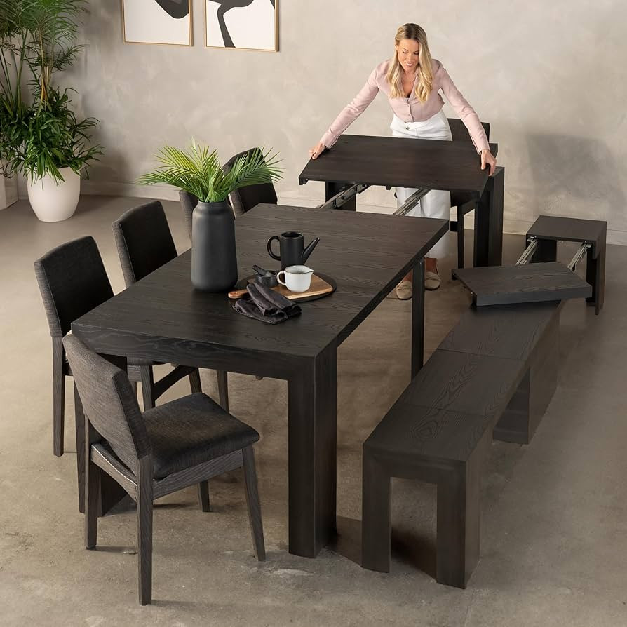 Dining Table for 2 to 12 people, Extendable Wood Dining Room Table - 6 Colors (Black, Table Only) | Amazon (US)