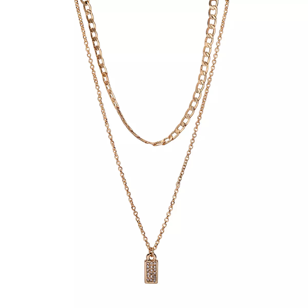LC Lauren Conrad Gold Tone Cubic Zirconia Mini Dog Tag Layered Necklace | Kohl's
