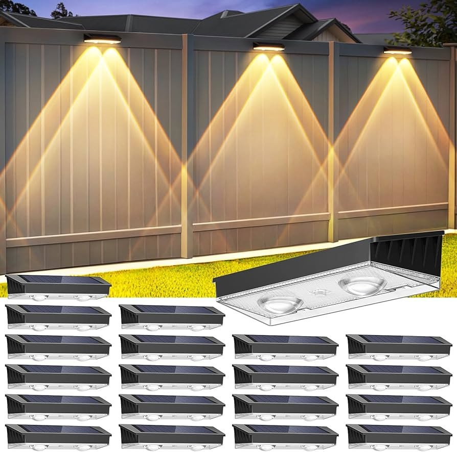 Solar Fence Lights Outdoor, 20 Pack Warm/Neutual/Cool White Fence Lights Solar Powered with 2 LED... | Amazon (US)