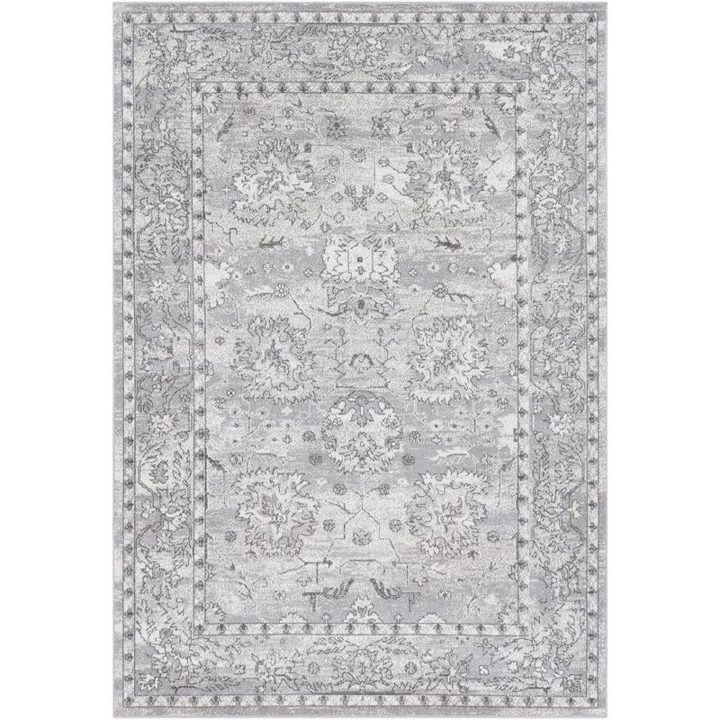 Riverbend Traditional Floral Gray/White Area Rug | Wayfair North America