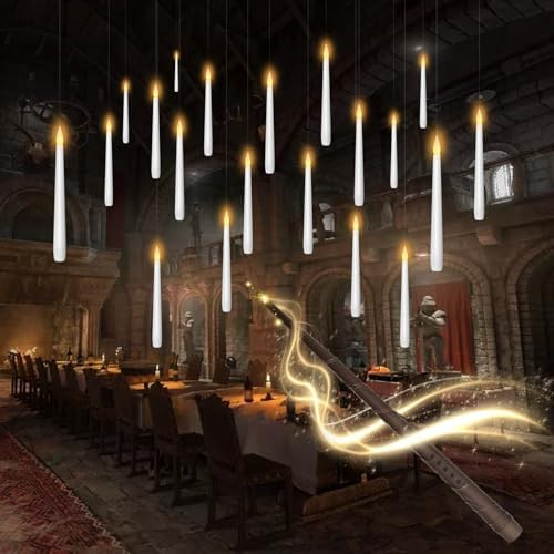 Flameless Floating Candles with Wand，20 Pcs Magic LED Hanging Taper Candles，Flickering Batter... | Amazon (US)