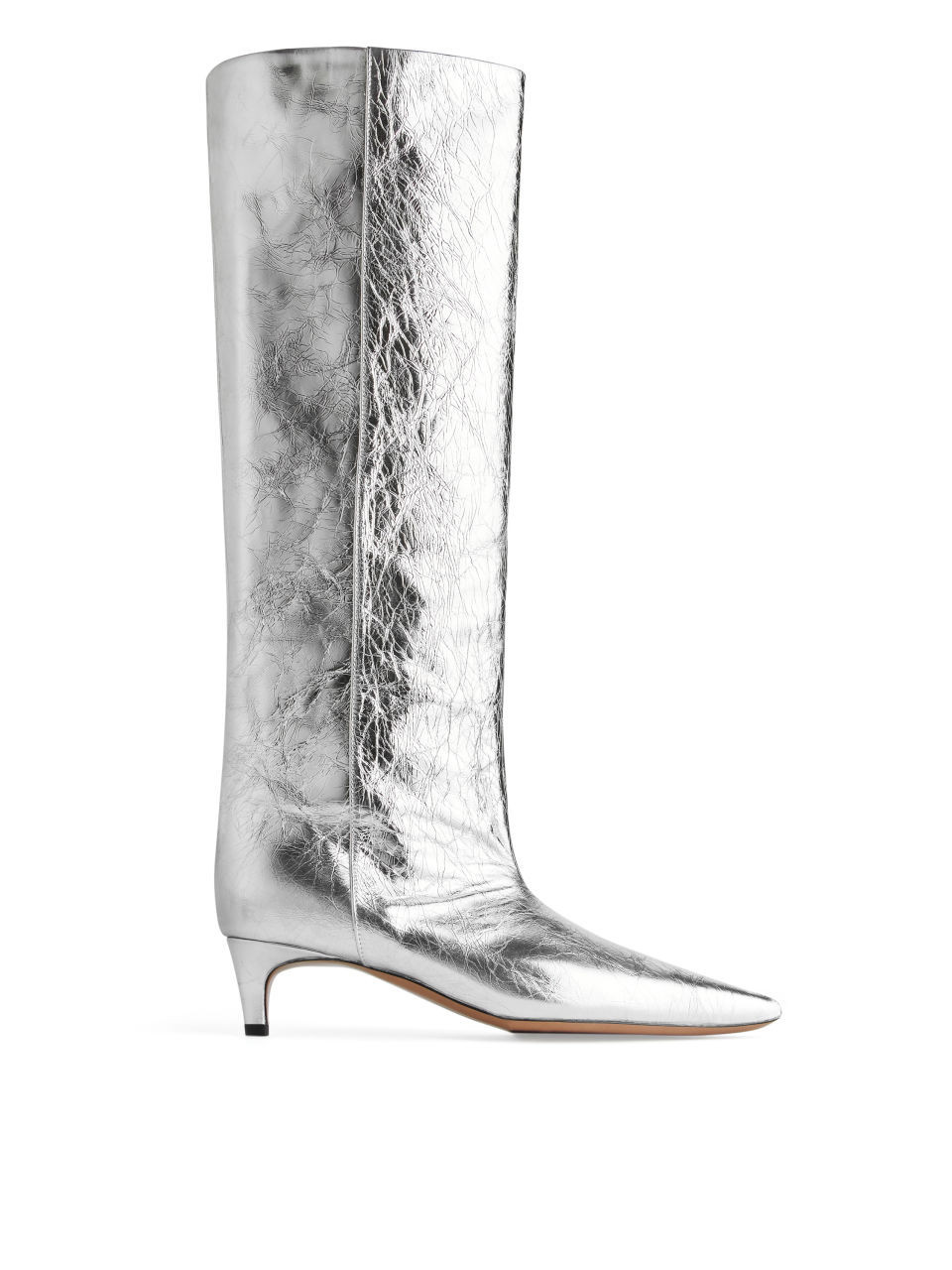 Pointed Kitten-Heel Boots - Silver | ARKET (US&UK)