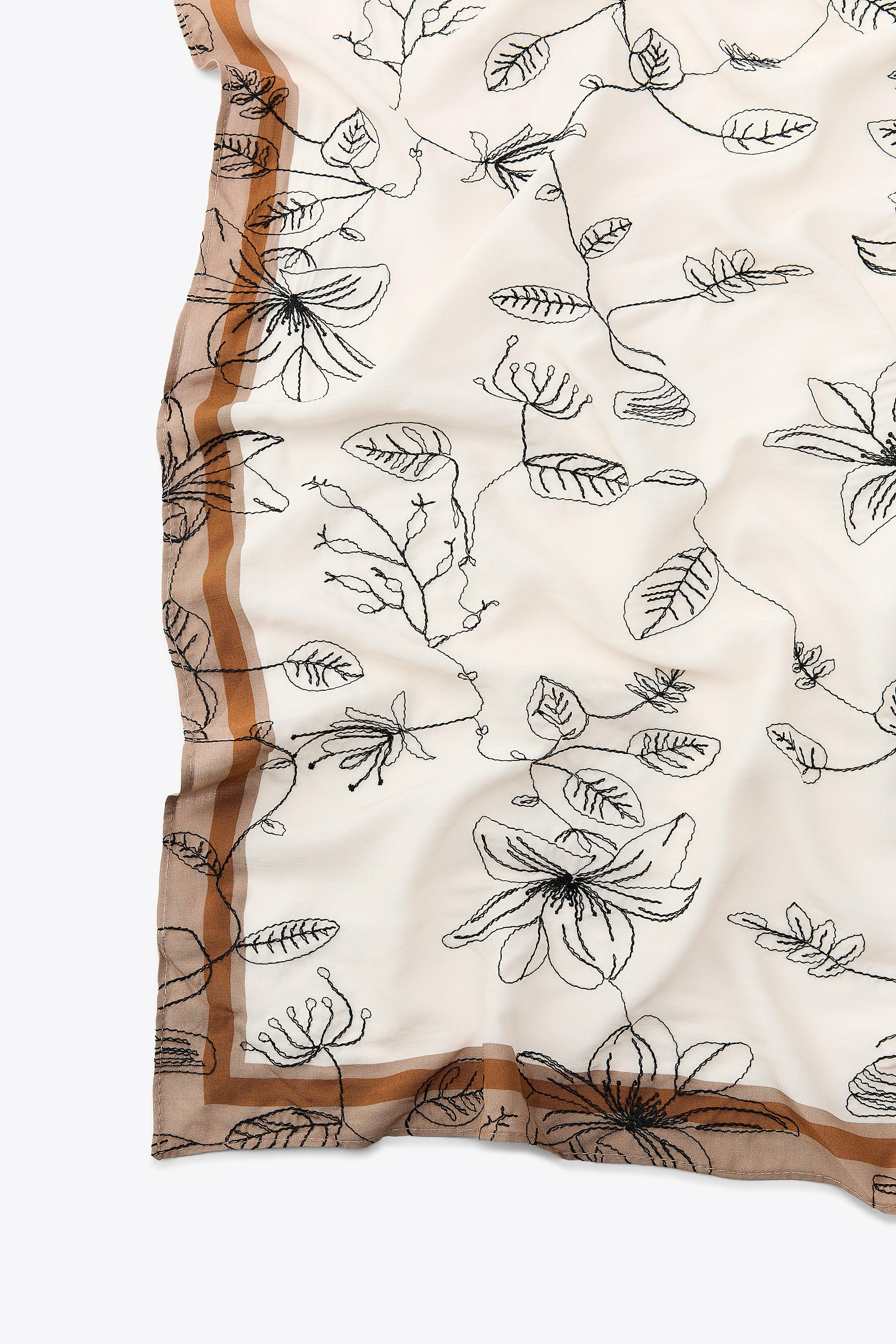 EMBROIDERED FLORAL SCARF | Zara US
