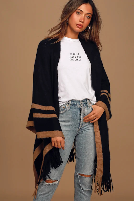 Cuddling Close Black Striped Wrap | Lulus (US)