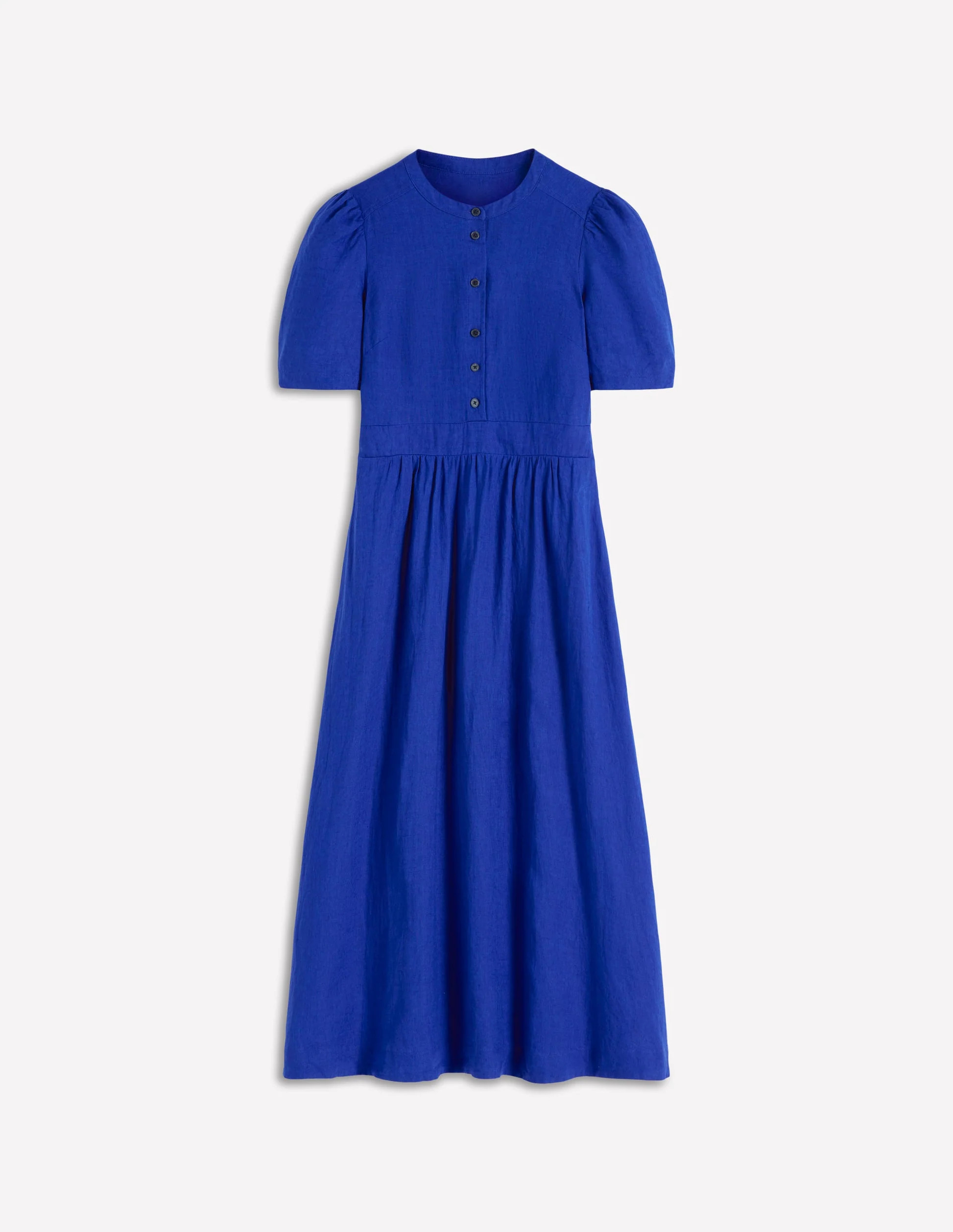 Ivy Placket Linen Midi Dress-Bright Blue | Boden UK