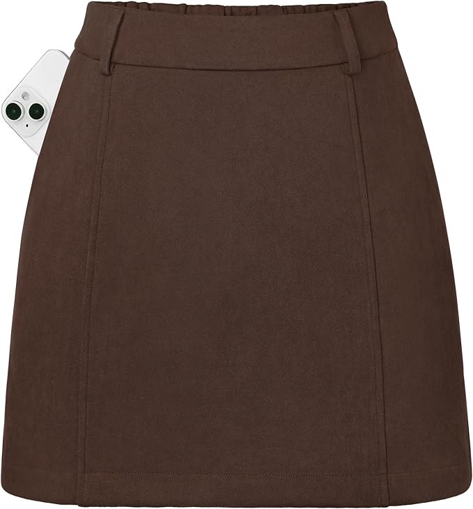 Kate Kasin Women Suede Mini Skirt with Shorts Fall Winter High Waist Skort       
    
    
  ➕... | Amazon (US)
