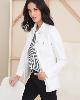 No Stain Frayed Hem Denim Jacket | Chico's