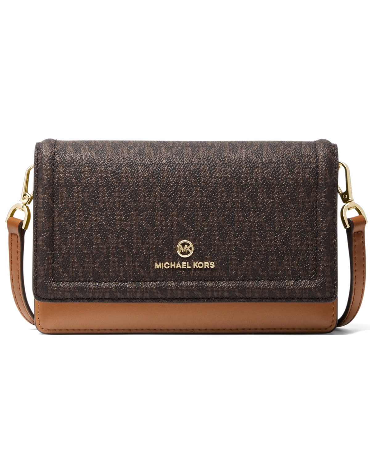 Michael Michael Kors Logo Jet Set Charm Phone Crossbody - Brown/Acorn/Gold | Macy's