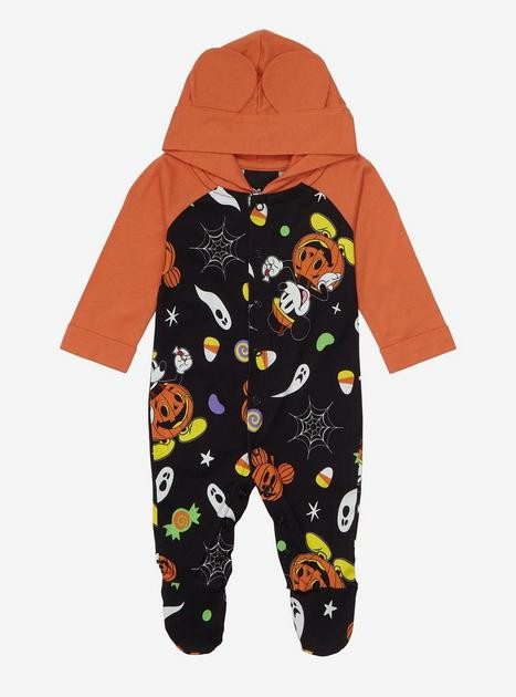 Disney Mickey Mouse Halloween Allover Print Footed Infant One-Piece - BoxLunch Exclusive | BoxLunch