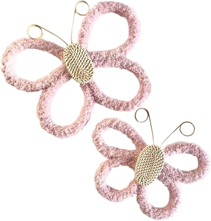 PETSOLA 2 Pieces Wall Sculpture Butterfly Boho Modern Decorative Ornament Thread Bedroom Hanging ... | Amazon (US)