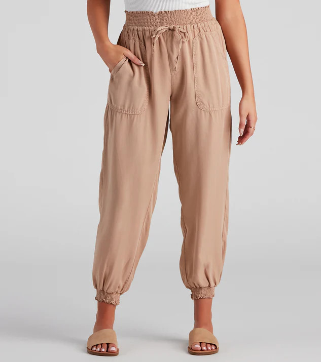 Coffee Break Smock Tie Waist Joggers | Windsor Stores