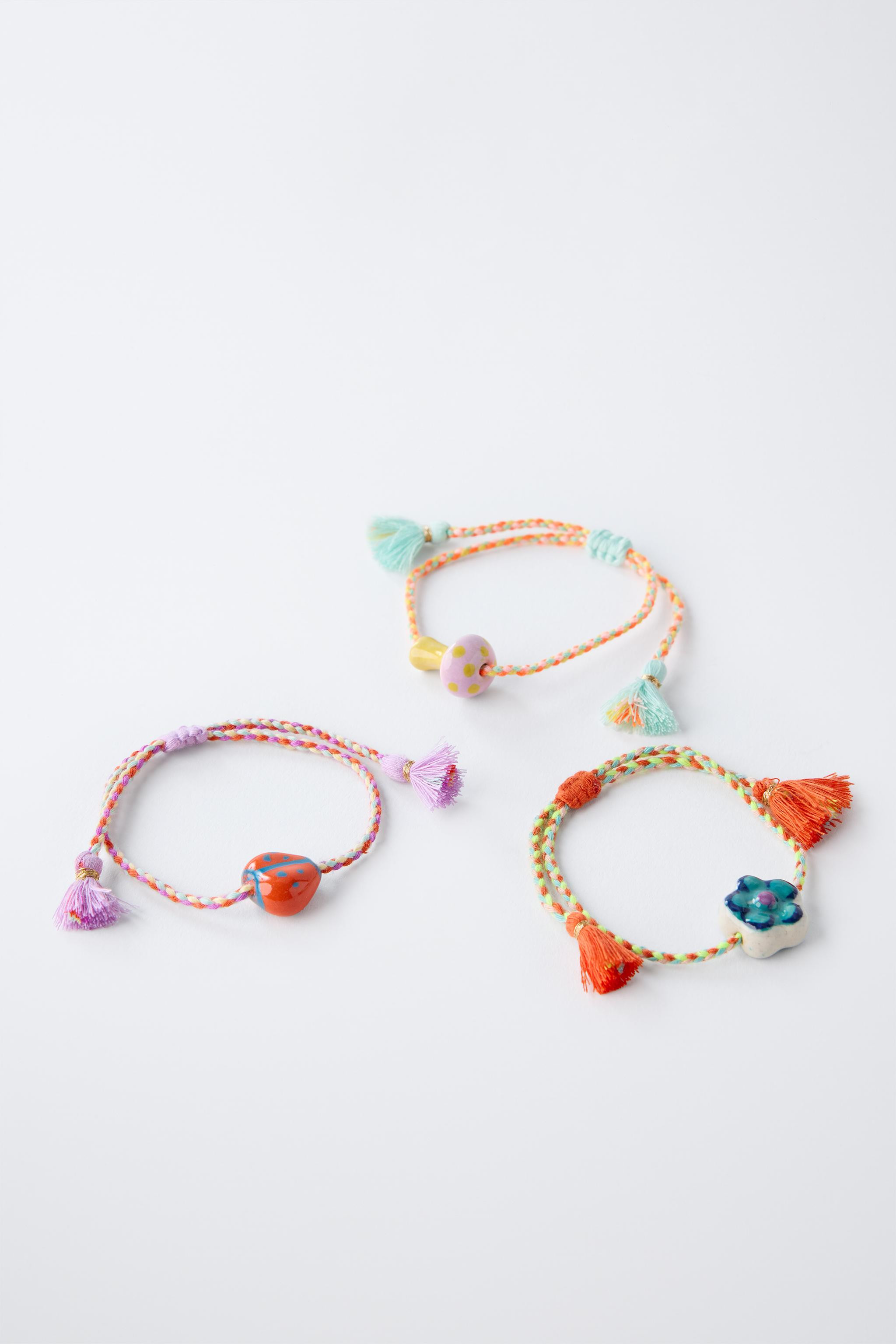 PACK OF THREE CORD BRACELETS WITH CERAMIC | Zara US