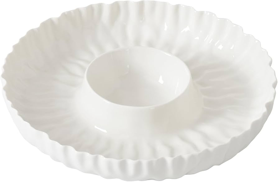 Pampa Bay Mascali Bianca Chip & Dip, 13"" D x 2"" tall, Small, White | Amazon (US)