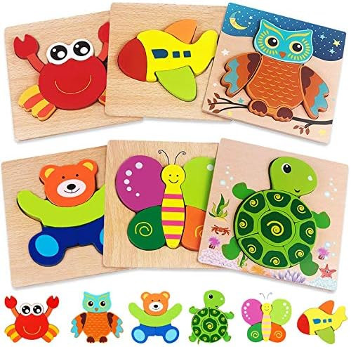 Amazon.com: Wooden Puzzles for Toddlers 1-3 Toys Gifts for 1 2 3 Year Old Boys Girls, 6 Pack Anim... | Amazon (US)