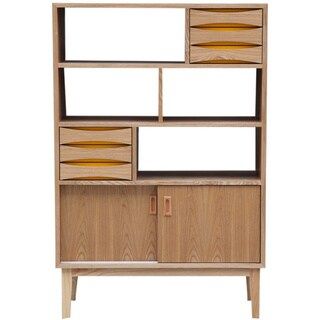 Kardiel Vodder 4-Tier Upright Cabinet/ Bookcase (Walnut Finish) | Bed Bath & Beyond