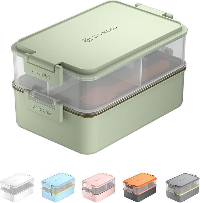 Linoroso Stackable Bento Box Adult Lunch Box | Meet All You On-the-Go Needs for Food, Salad and S... | Amazon (US)