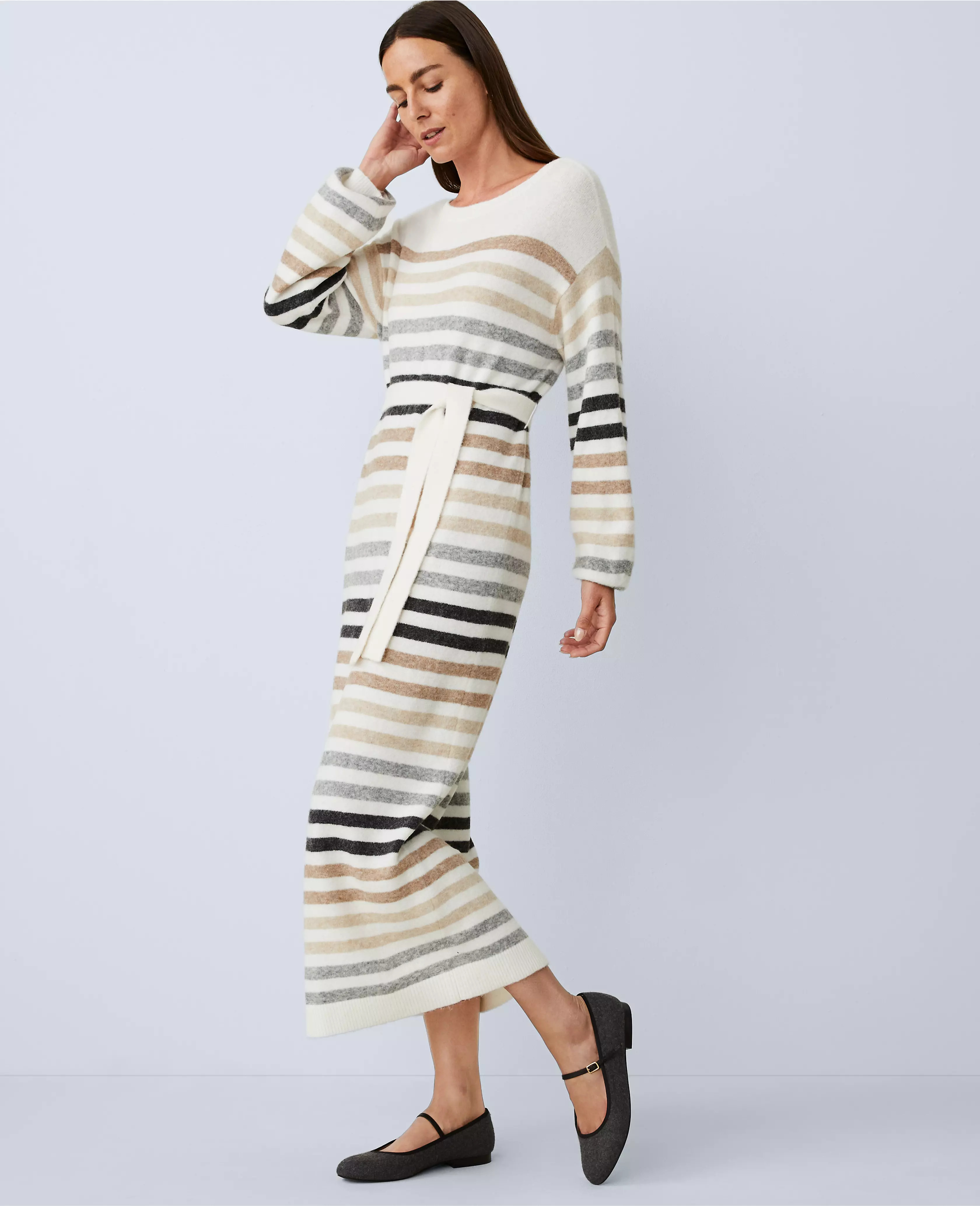 Weekend Collection Striped Midi Sweater Dress | Ann Taylor