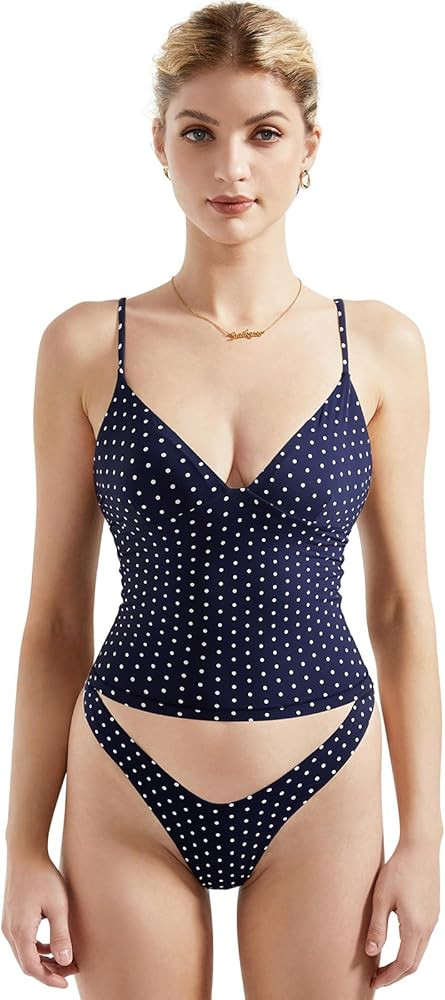 SUUKSESS Women Sexy Deep V Neck Sleeveless Fitted Basic Tops Y2K Tank Top Cami | Amazon (US)