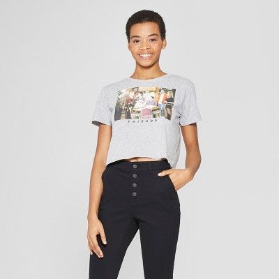 Women's Friends Short Sleeve Boyfriend Crop T-Shirt - (Juniors') Gray | Target