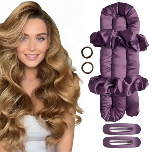 Heatless Curlers Set - VivaSmile Heatless Hair Curler to Sleep in, No Heat Satin Heatless Curls Overnight Rods Curling for Long Short Hair Volume Women Styling Tools Purple | Amazon (UK)