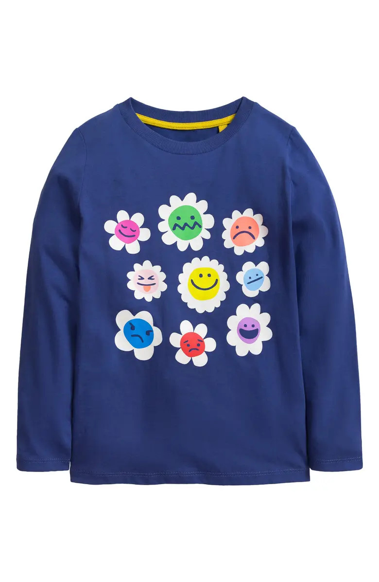 Mini Boden Kids' Flower Mood Long Sleeve Cotton Graphic T-Shirt | Nordstrom | Nordstrom