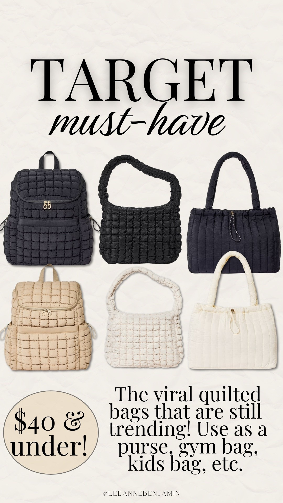 The viral quilted bags at Target that are still trending!!

#LTKActive #LTKSaleAlert #LTKmomlife