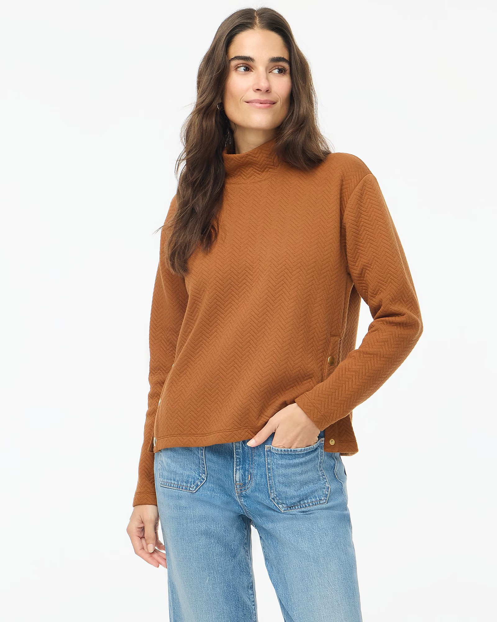 Herringbone mockneck sweatshirt | J.Crew Factory