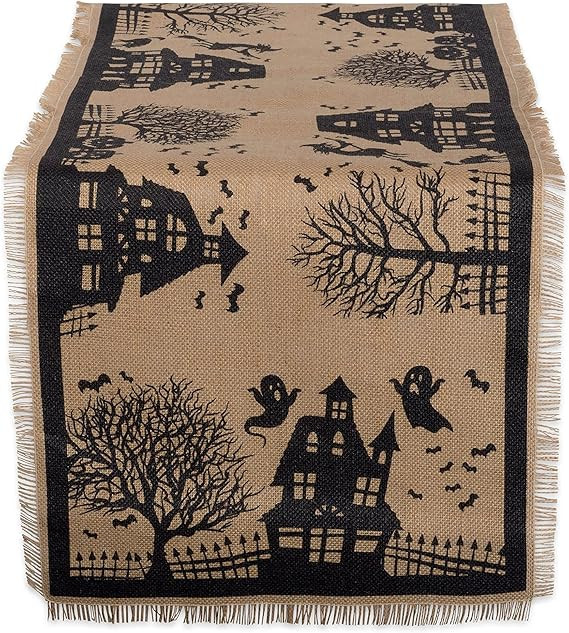 DII Halloween Primitive Style Burlap Tabletop Décor, Spooky Haunted House Jute, Table Runner, 14... | Amazon (US)