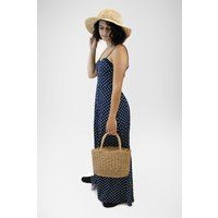 Paper Straw Square Bucket Bag W Shoulder Strap - Summer Beach Tote Unique Round Purse Stylish Spring | Etsy (US)