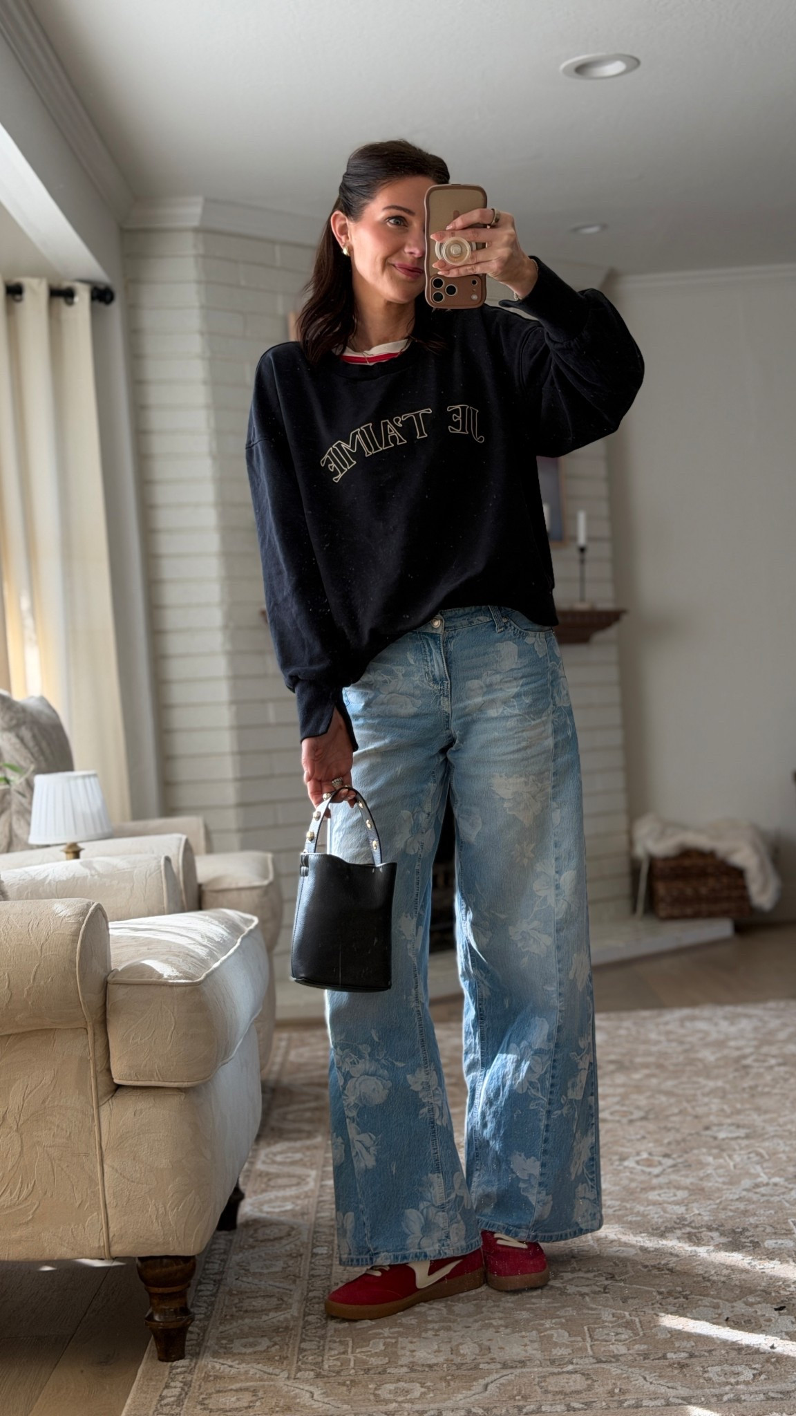 Size down at least one in the jeans. They are lower rise FYI. The purse is finally available online. Shoes are tts. The sweatshirt is last years Valentine’s and I’m so sad they didn’t bring it back. I tagged similar as I could find  

#LTKootd #LTKValentine #LTKTall