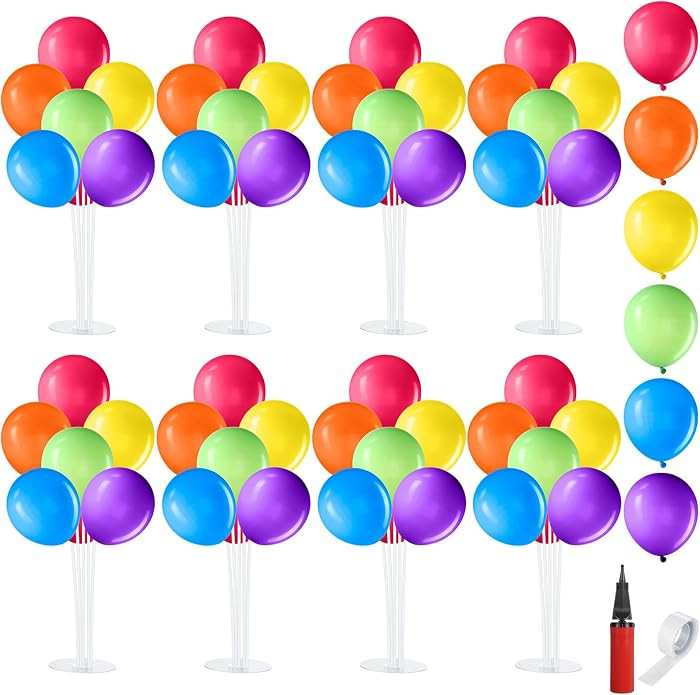 8 Set Balloon Stands Kits, Sticks Holder with Base and Balloon for Table Centerpieces Party Decor... | Amazon (US)