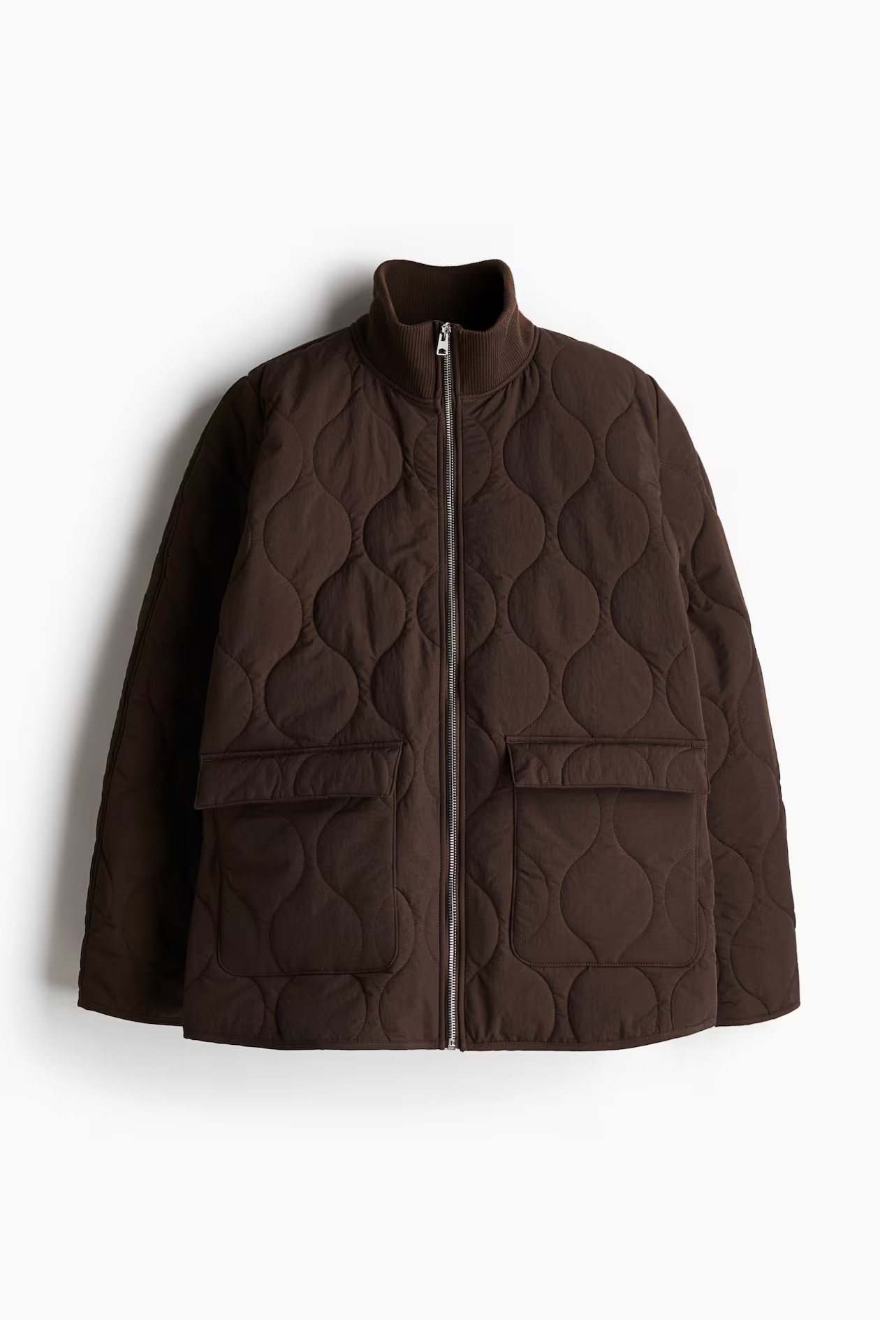 Oversized quilted jacket - Dark brown - Ladies | H&M GB | H&M (UK, MY, IN, SG, PH, TW, HK)