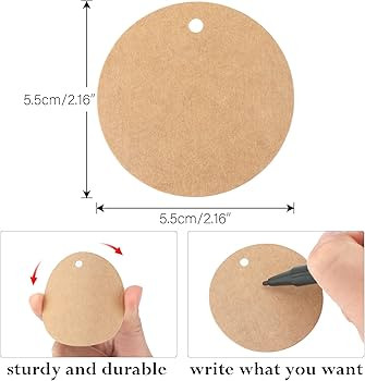 jijAcraft Brown Round Gift Tags with String, 2" x 100PCS Circle Kraft Paper Tags, Paintable Blank... | Amazon (US)