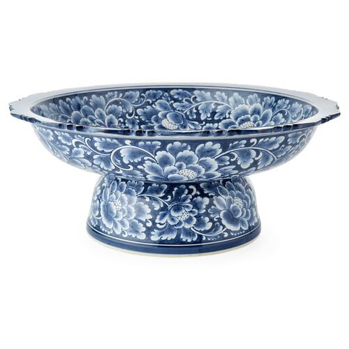 16" Floral Dish, Blue/White | One Kings Lane